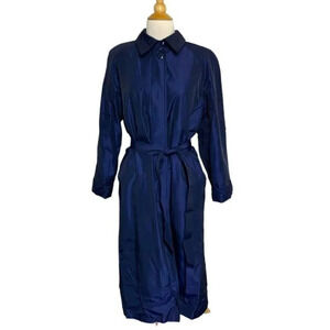 FS Rainwear 10P metallic blue long trench coat‎ with removable zip liners